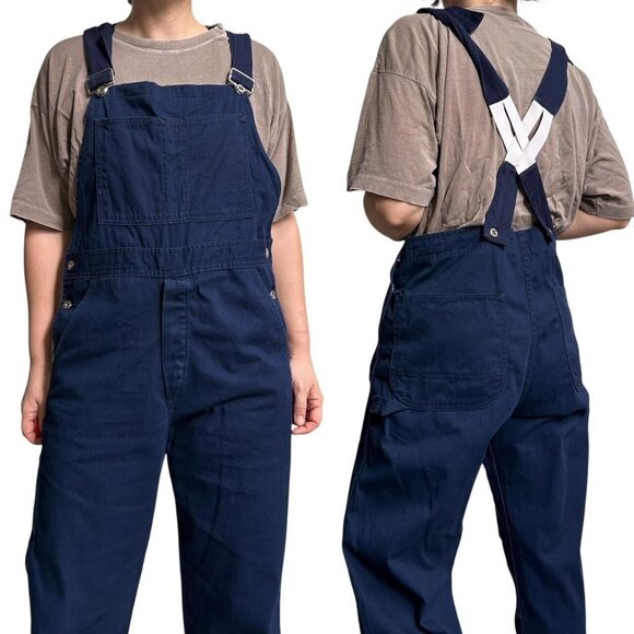 70s vintage utility overalls navy blue Anchor Textiles workwear carpenter. - Picture 5 of 7